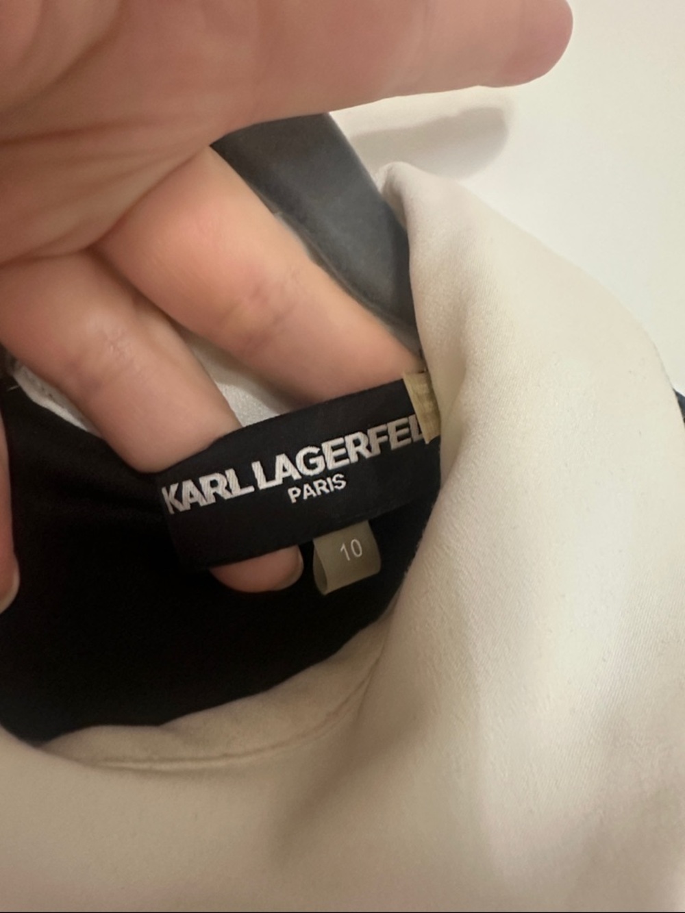 Karl Lagerfeld Black Midi Dress with Cream Collar and Cuff Details - Picture 2 of 8